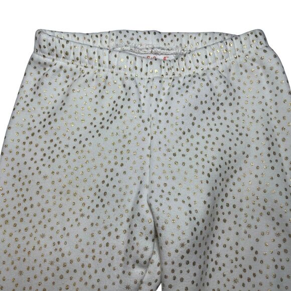 Cat & Jack Girls Fleece Pants Size 3T White with Gold Foil Dots - Picture 4 of 7